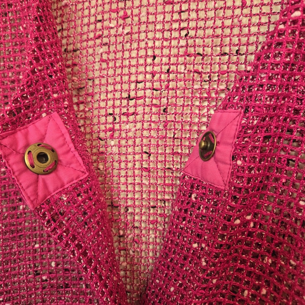 Blair Mesh Cover Up  Cardigan Top Asymmetrical Hot Pink Magenta Large‎ - Picture 2 of 12